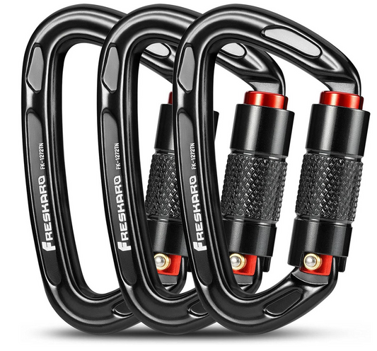 FresKaro UIAA Certified 25KN Auto Locking Climbing Carabiner Clips